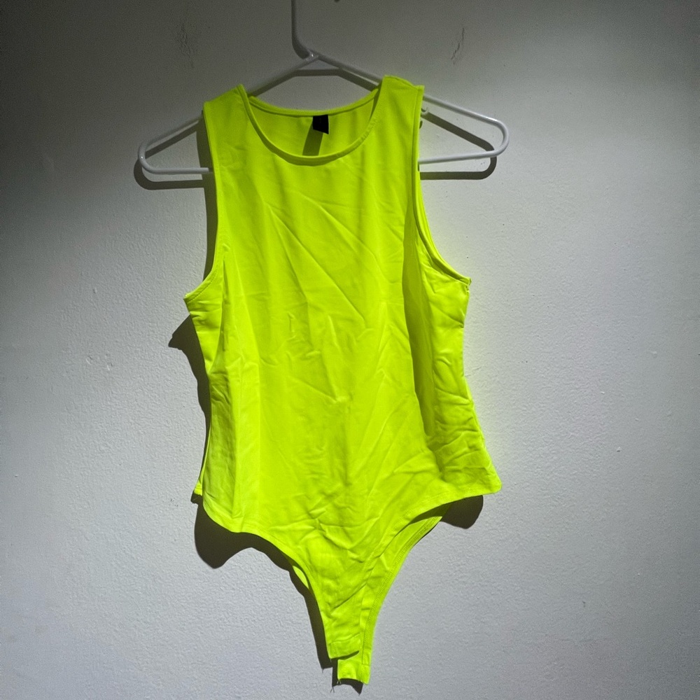 Shocking green body suit
